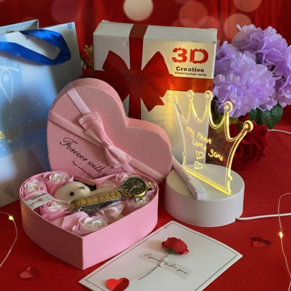 3D Creative  Lamp and Watch Gift Set