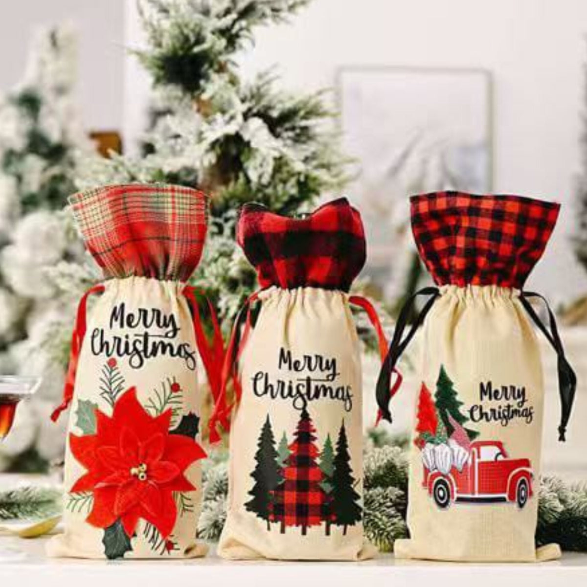Christmas Themed Wine Bottle Cover