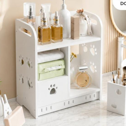 White Wooden Desktop Storage Cabinet