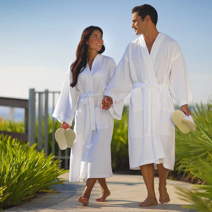 Cotton waffle bathrobes