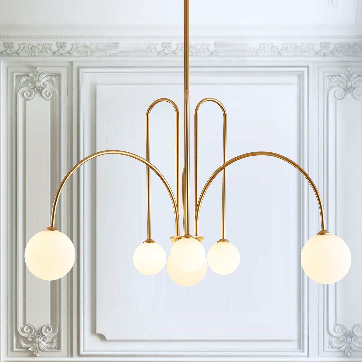Arco deco pendant light with 6 bulbs