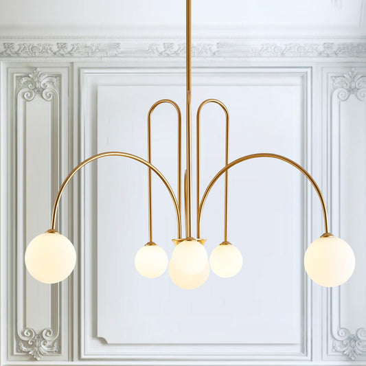 Arco deco pendant light with 6 bulbs