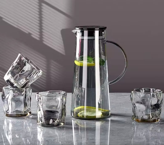 Glass water pitcher set