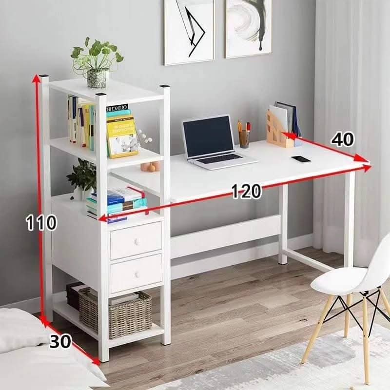 Computer Desk with Storage Shelves White