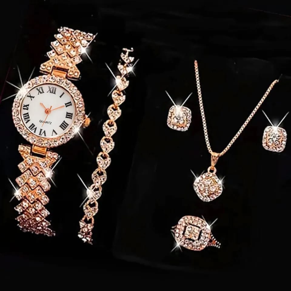 5 Piece Ladies Jewelry and Watch Gift Set