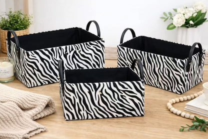 3 Piece animal print storage baskets
