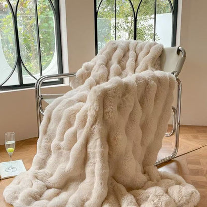 Soft Thick Rabbit Fur Faux Throw Blanket