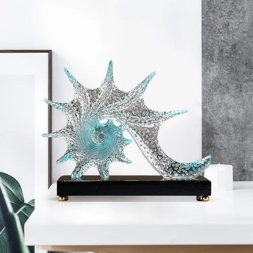 Blue Resin Seashell Sculpture