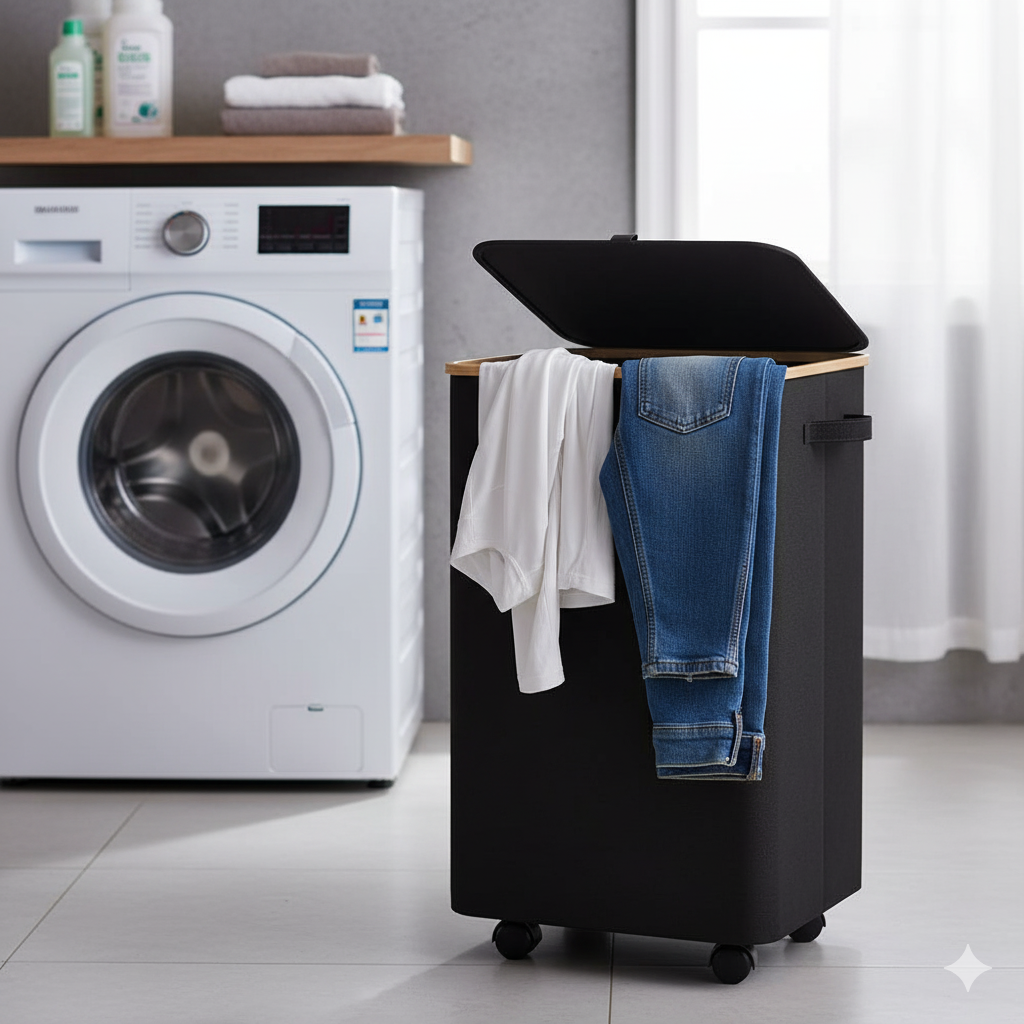 Laundry basket with wheels