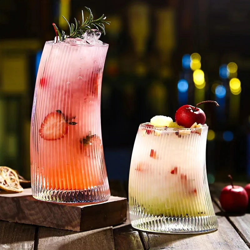 6Pc Long curved cocktail glasses