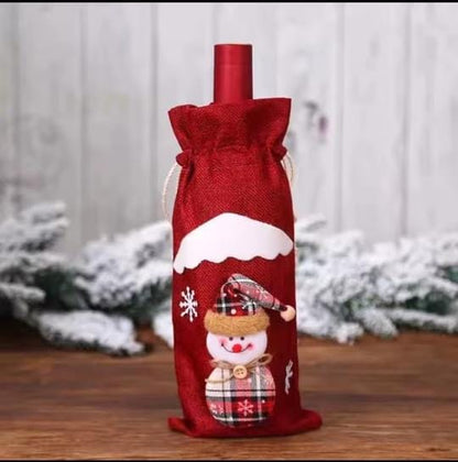 2Pc Festive Christmas Bottle Gift Bags