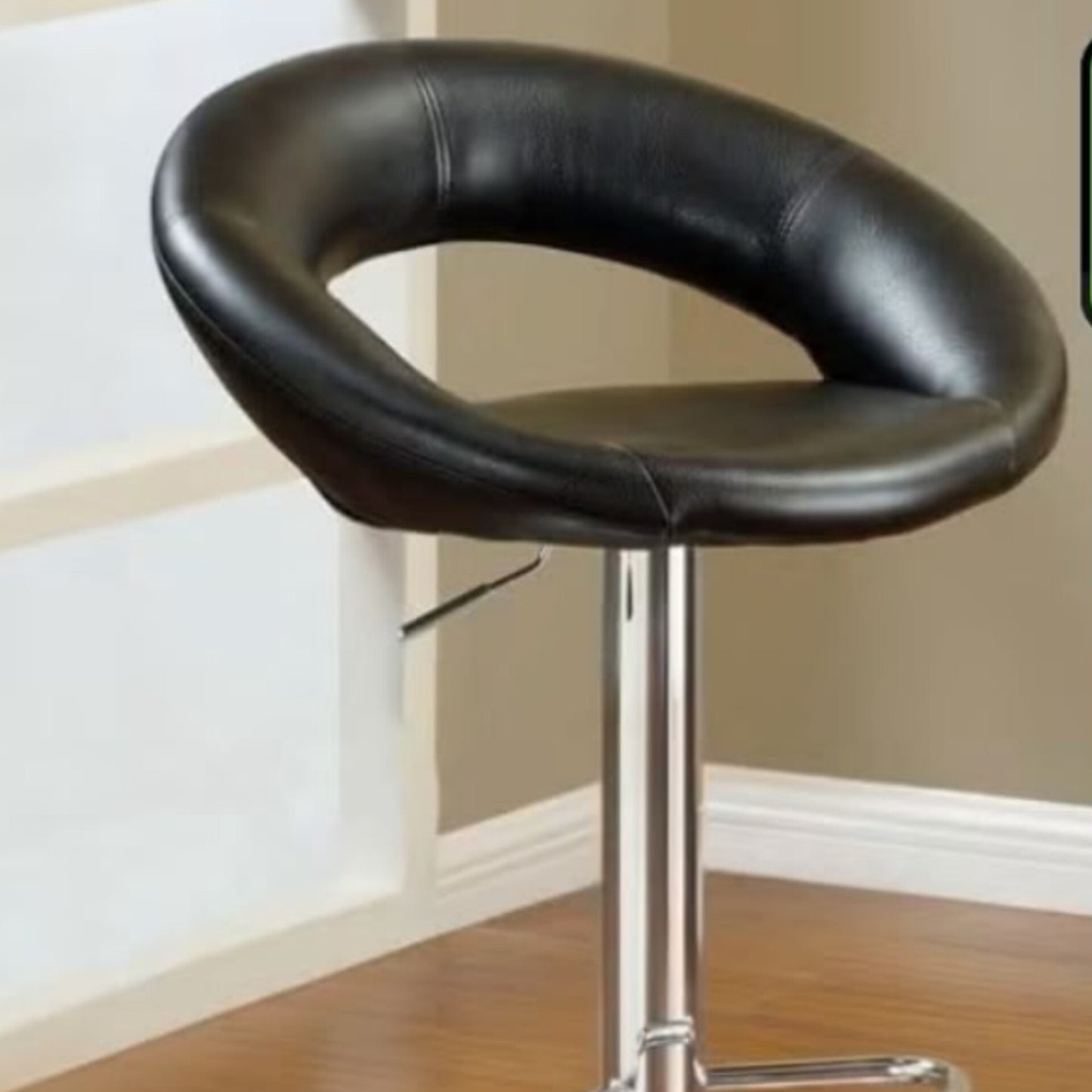 Black Leather Swivel Bar Stool