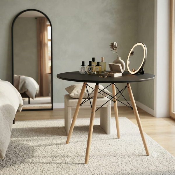 Black Top Mid Century Side  Table