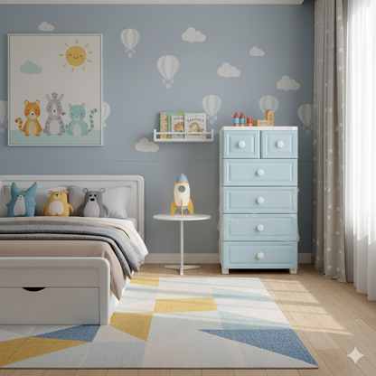 Kids plastic chest of drawers cabinet