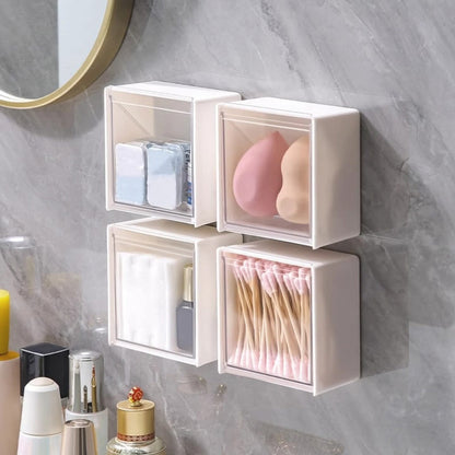 2pcs set plastic wall mounted storage dustproof bathroom organizer