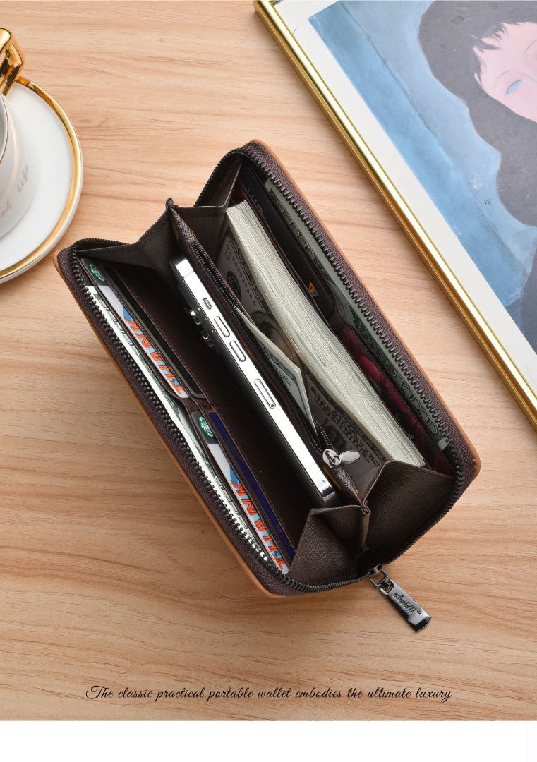 Men's long leather wallet