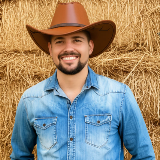 Leather cowboy hat