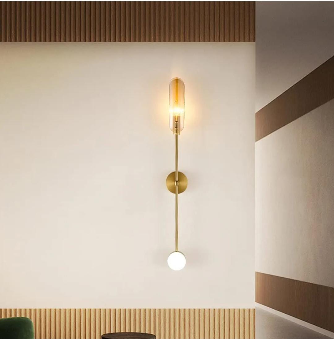 Linear Amber Glass Wall Sconce with bulb