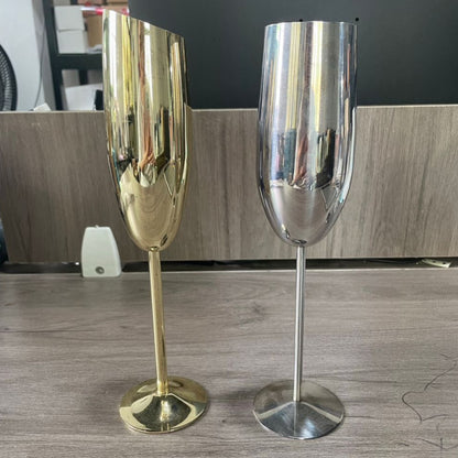 Silver Stainless Steel Champagne Flutes