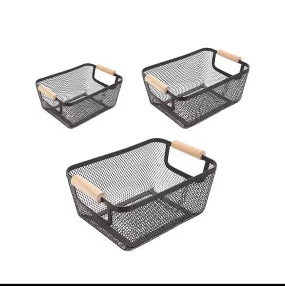 3pcs mesh plastic storage baskets