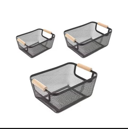 3pcs mesh plastic storage baskets