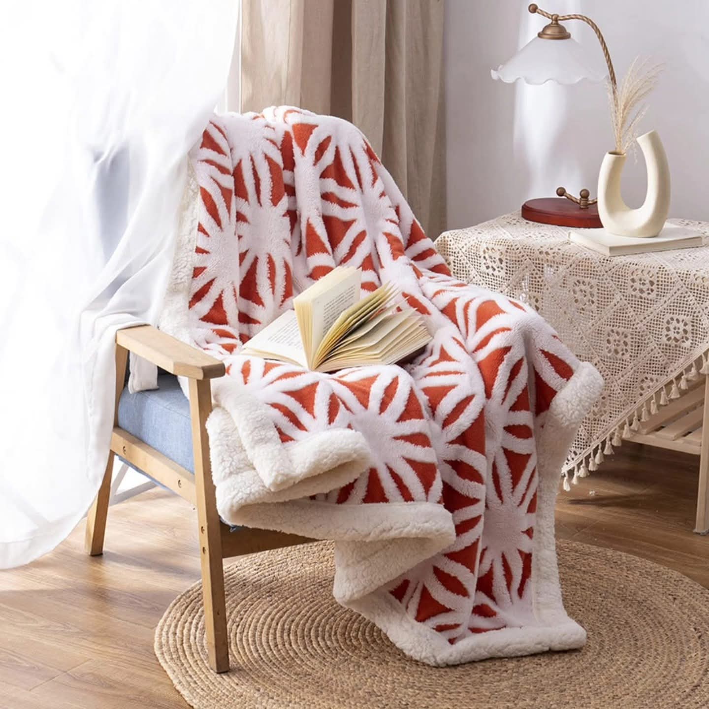 Sherpa Patterned Throw Blanket