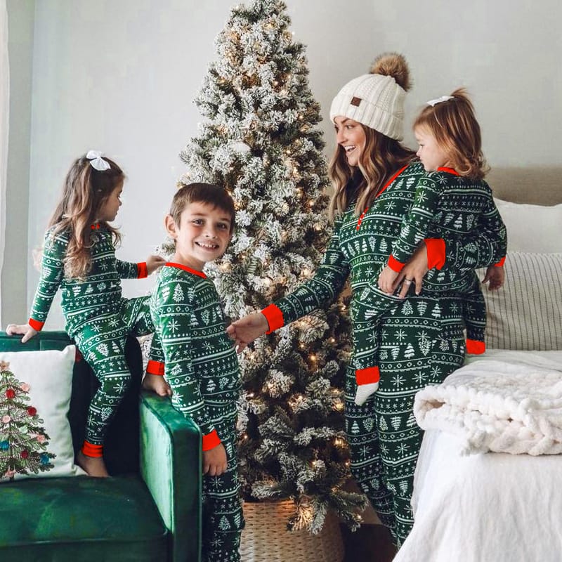 Green Christmas Family Matching Pajama Set