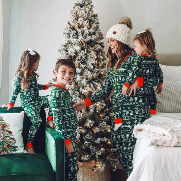 Green Christmas Family Matching Pajama Set