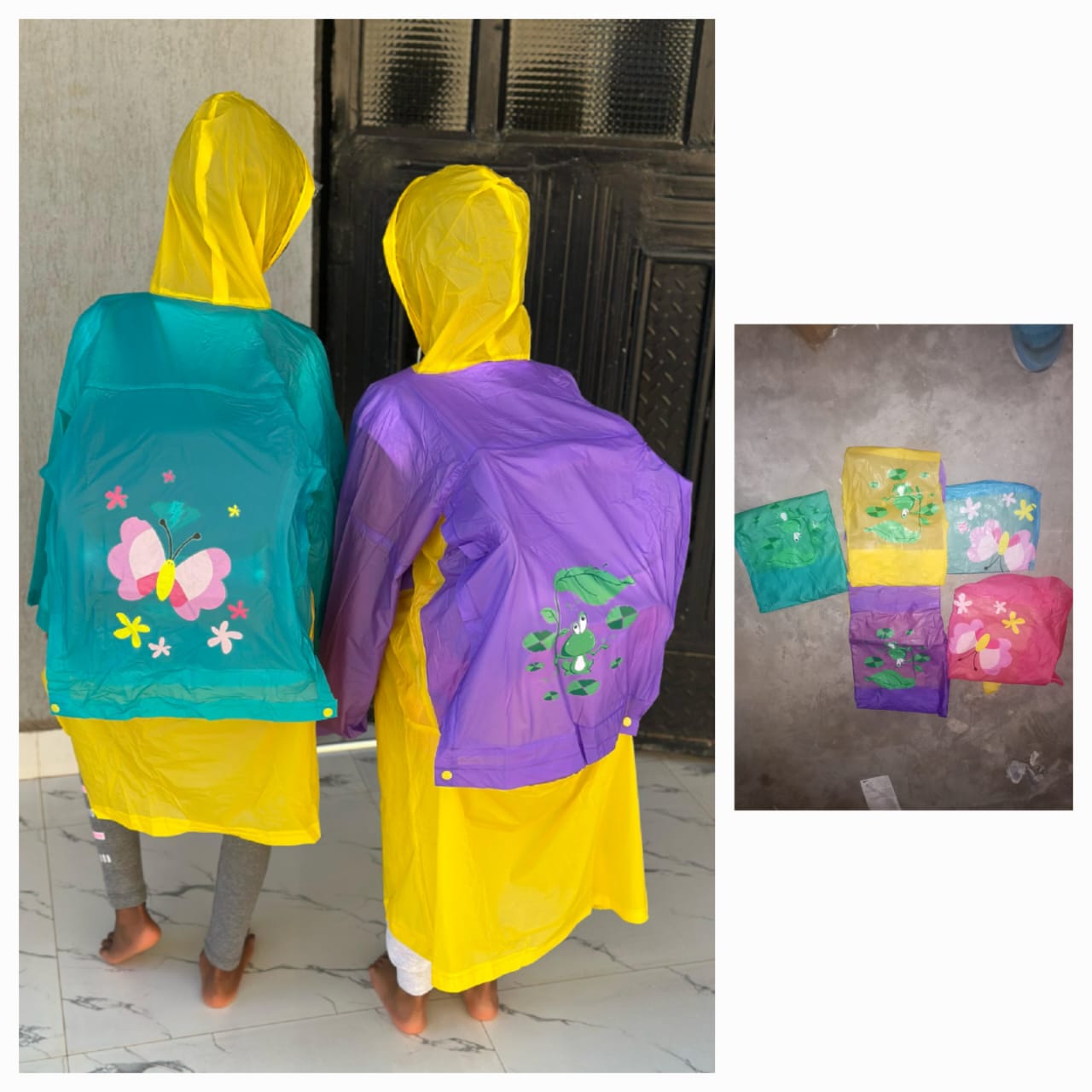 Kids Eva Raincoat with School Bag Cover