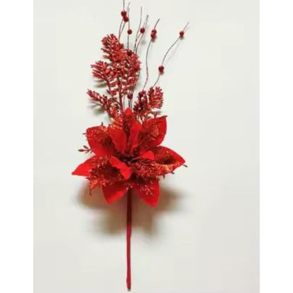 Christmas Red Berry Branch With Flower