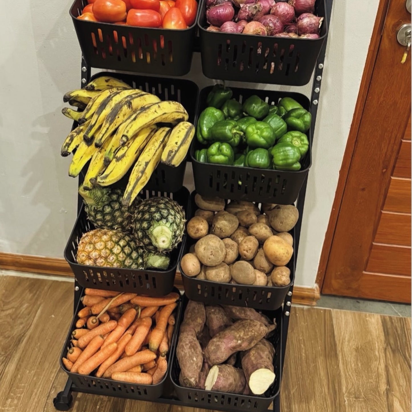 4-Tier 8-Basket Kitchen Fruit and Vegetable Storage Trolley