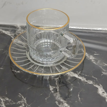 6Pcs Glass Cup And Saucer