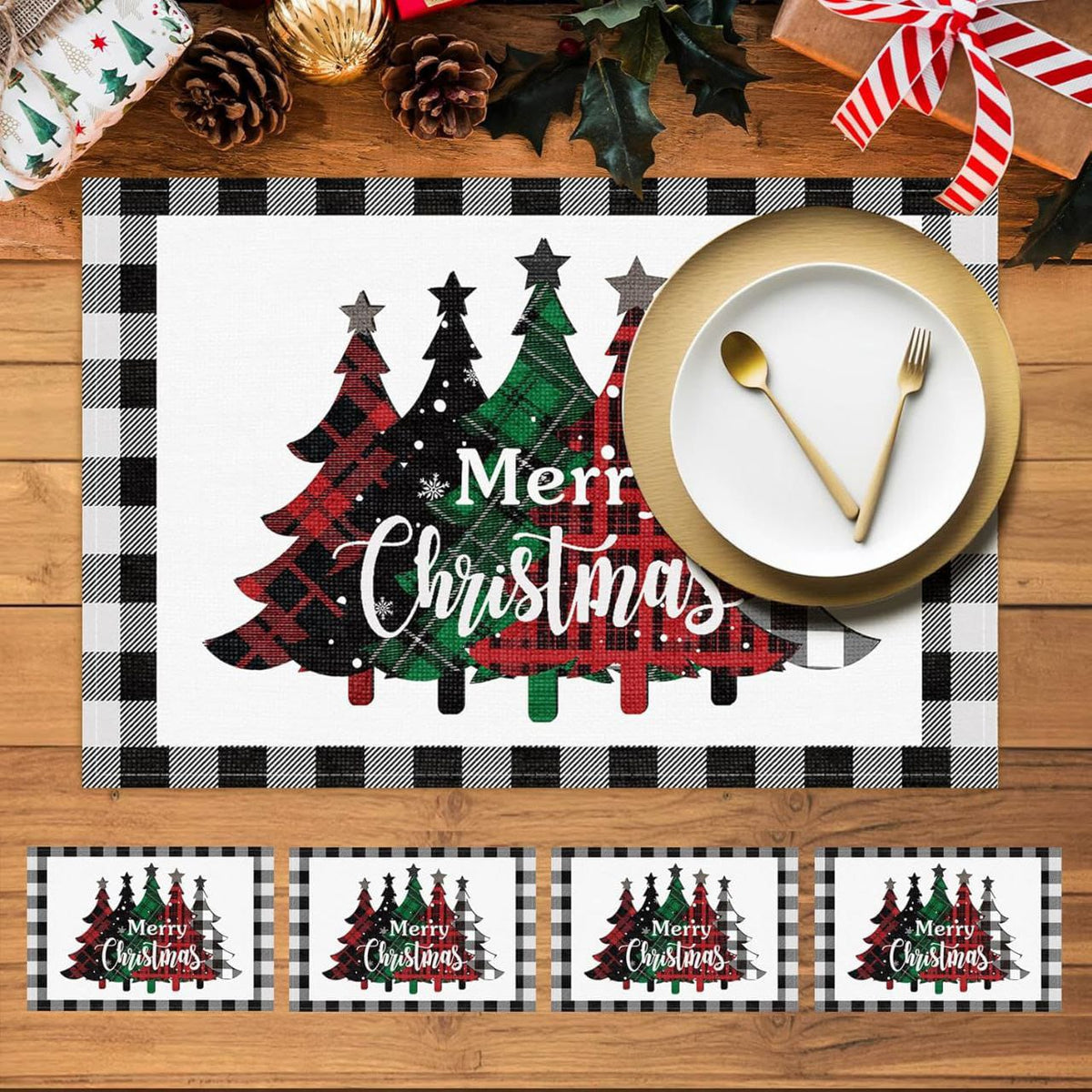 Plaid Christmas Rectangular Placemats