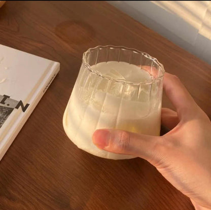 6Pc Borosilicate Ribbed  Latte Coffee/Whiskey/Water/Juice Glasses