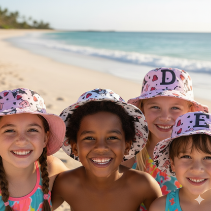 Kids' Reversible Cow Print Bucket Hat - UV Sun Protection Summer Beach Cap