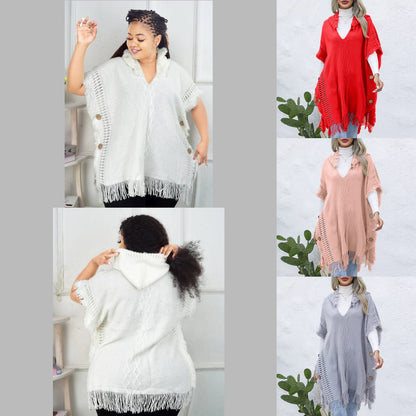 Women Knitted Hooded Shawl