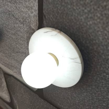 Marble and Brass Ceiling Light with Frosted Glass Globe
 WH 2024 G901 05 WH