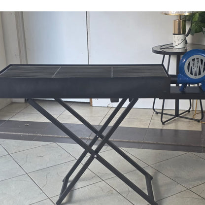 Outdoor Camping Folding Barbecue Grill with Manual Air Blower