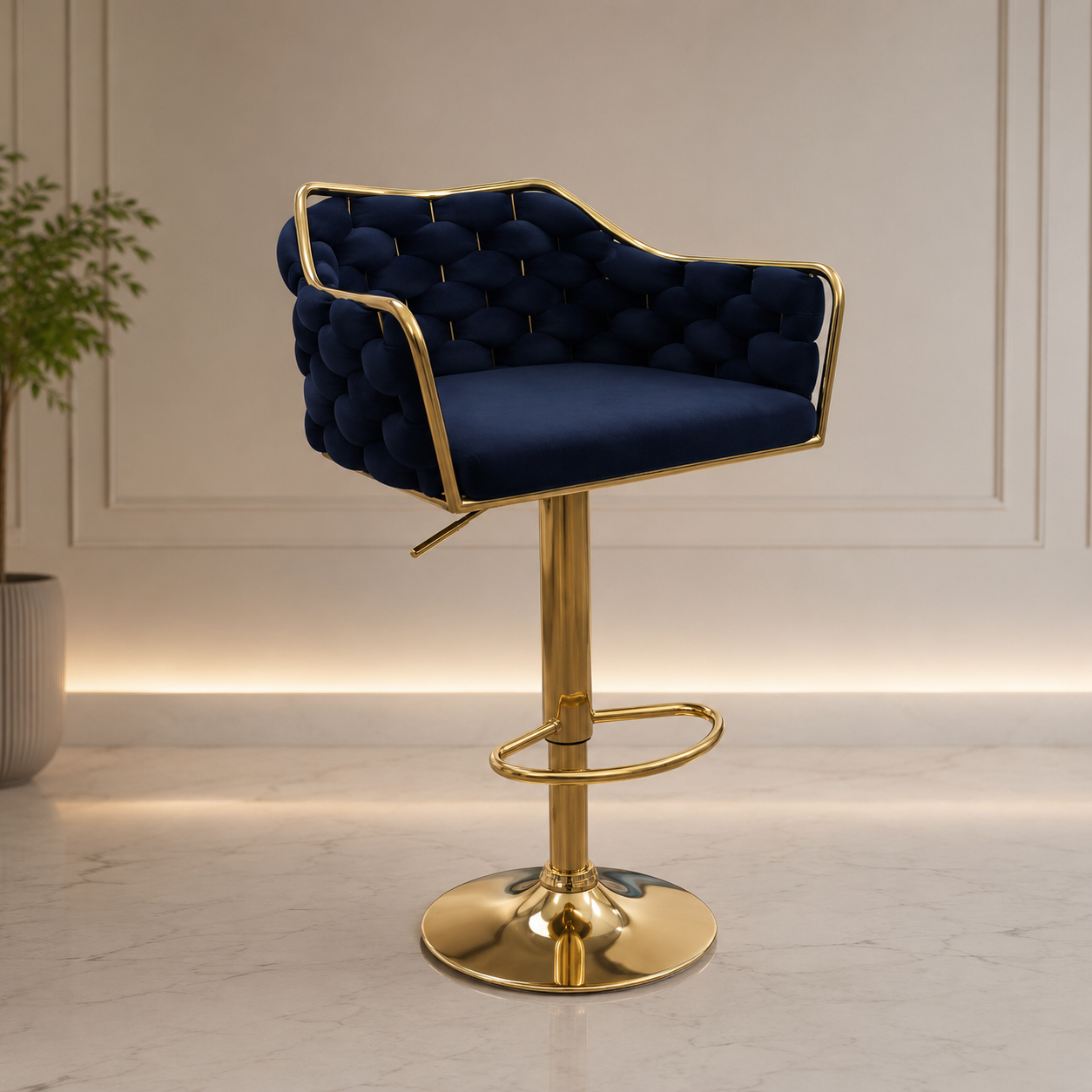 Kitchen Island Bar Stool with Gold Base