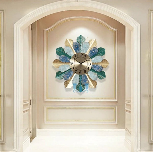 Multi Color Leaf Decor Wall Clock