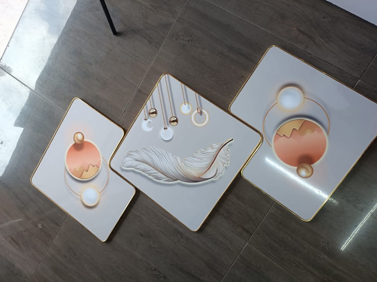 3-Piece Art Décor Wall Hanging Set with Clock