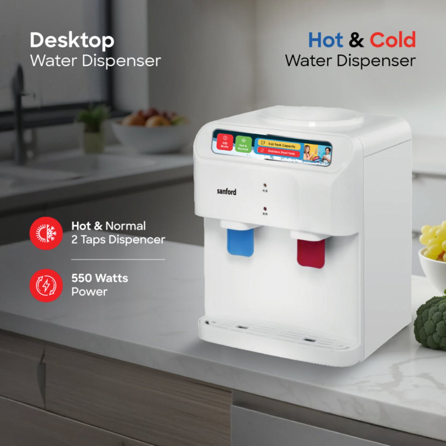 Sanford Water Dispenser Hot and Normal With 550W Heater - SF1404WD