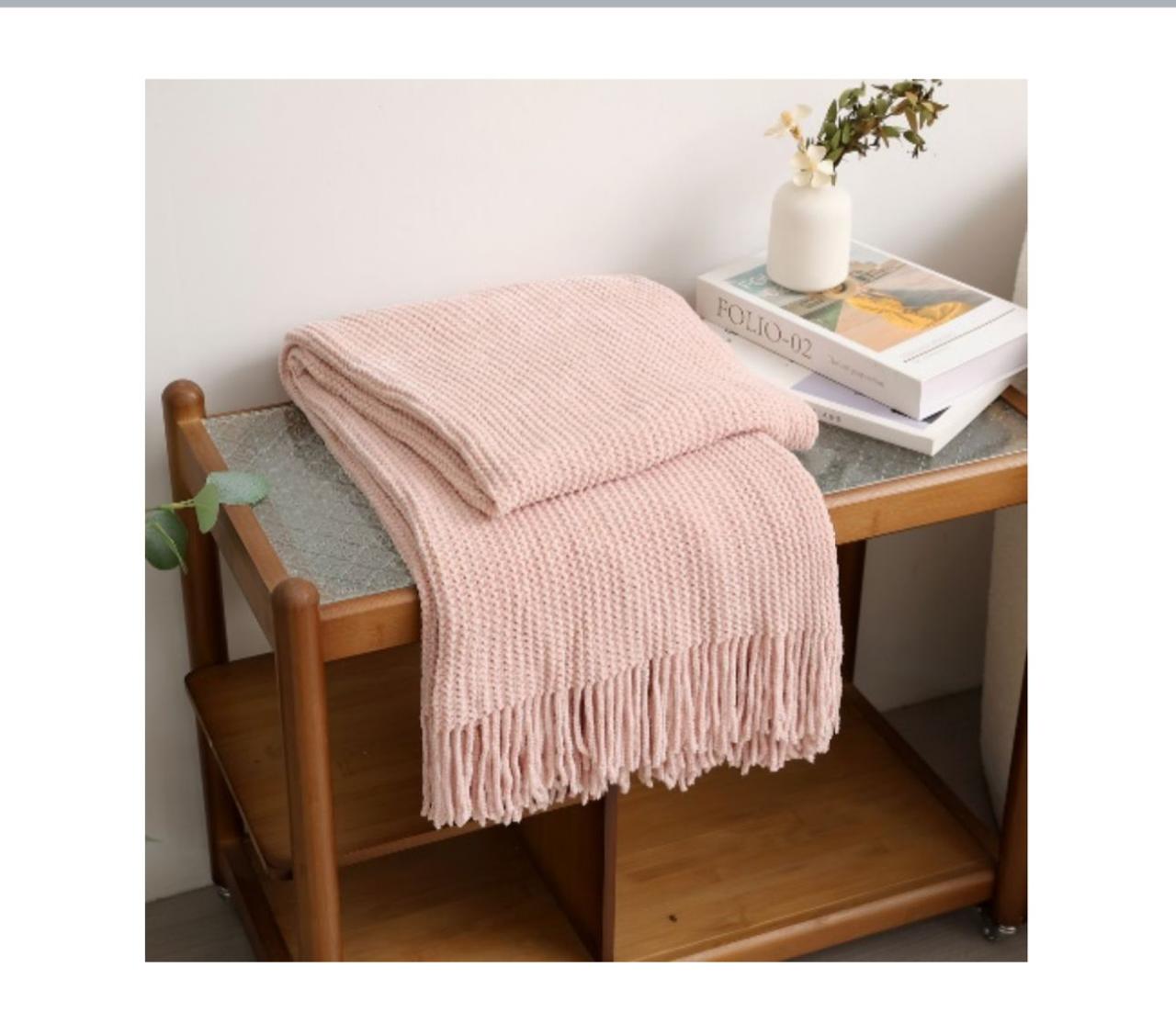 Soft chenille knit throw blanket