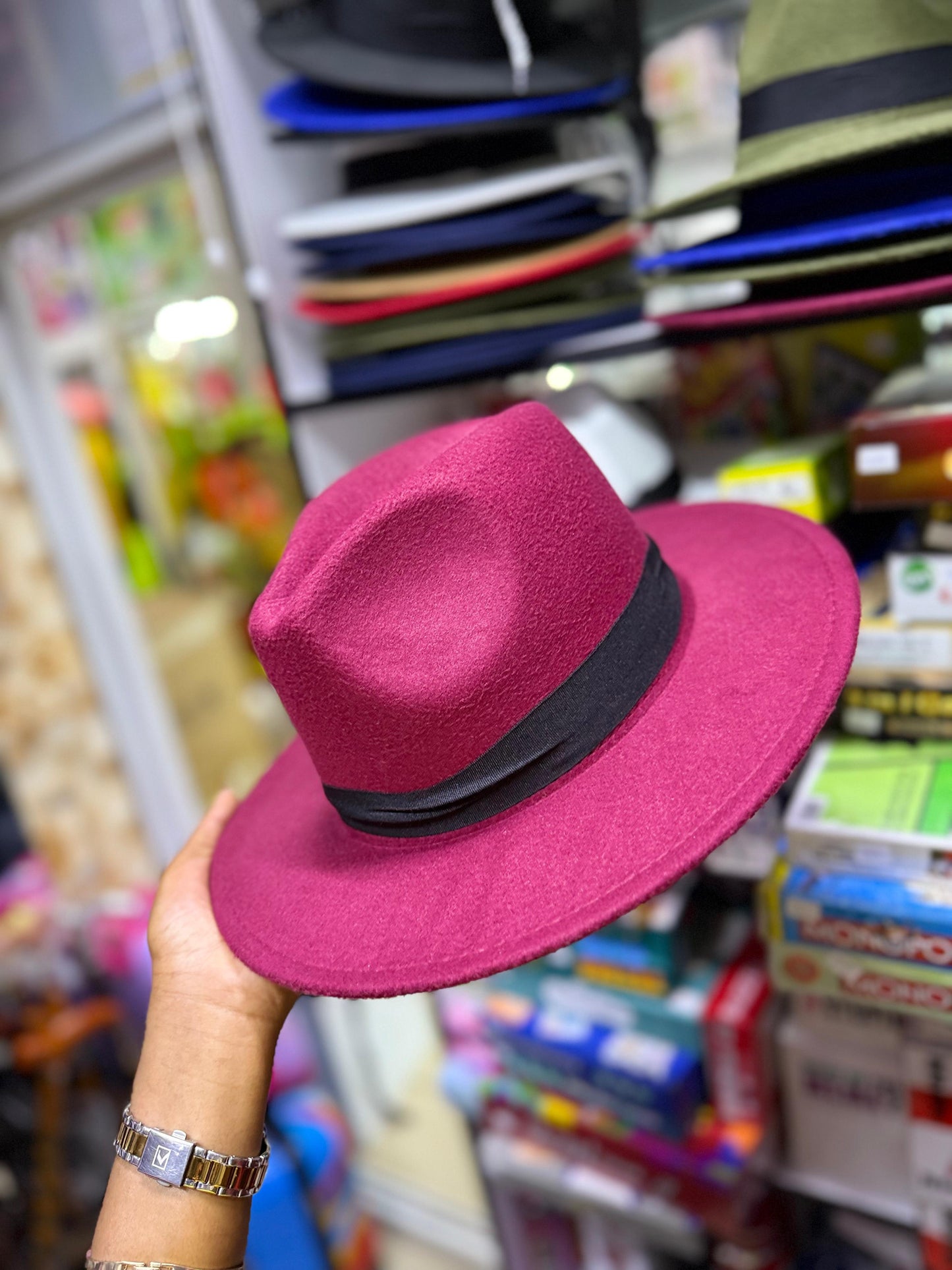 Unisex wide brim  fedora hat Gha
