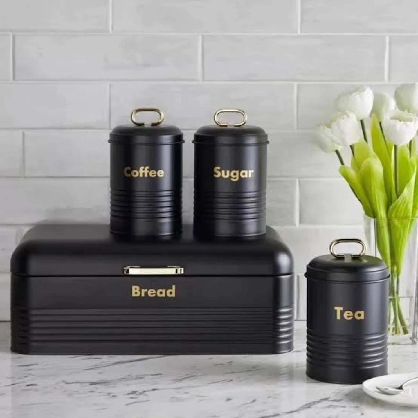 Black breadbin with canister 