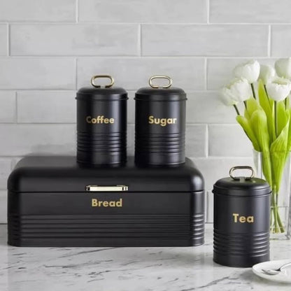 Black breadbin with canister 