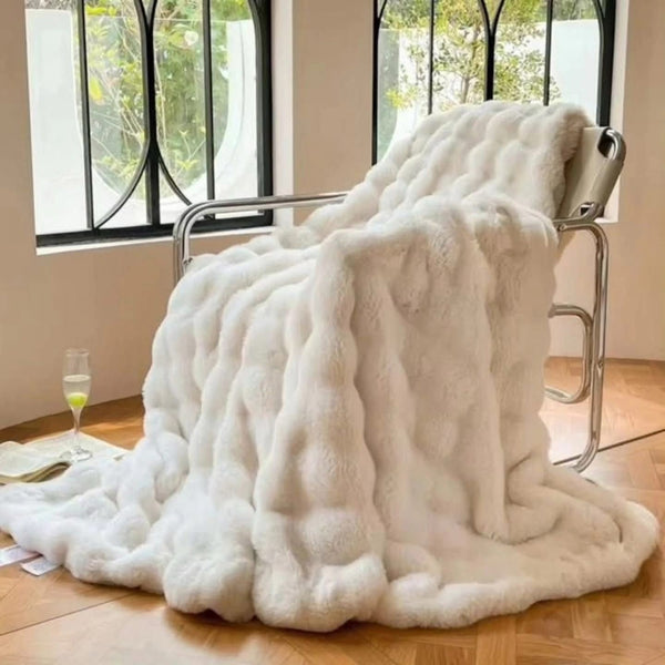 Soft Thick Rabbit Fur Faux Throw Blanket