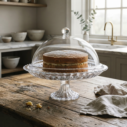 30cm Glass Cake Stand with Acrylic  Cover