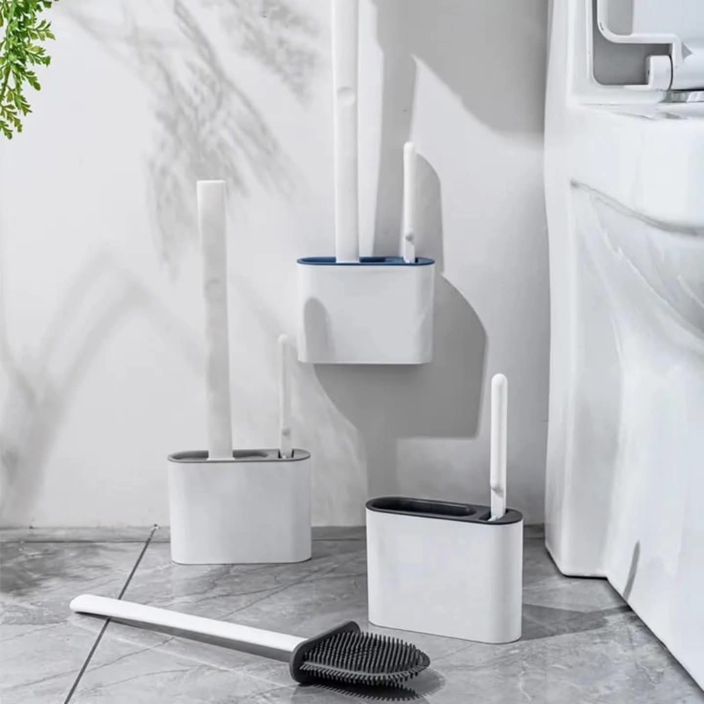 Wall Hanging Silicone Toilet Brush and Holder Set