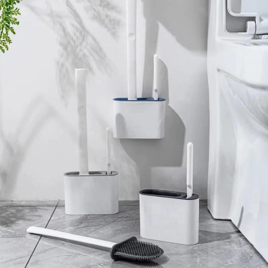 Wall Hanging Silicone Toilet Brush and Holder Set